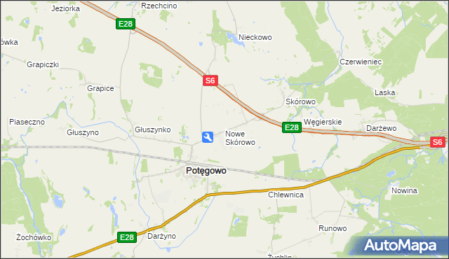 mapa Nowe Skórowo, Nowe Skórowo na mapie Targeo