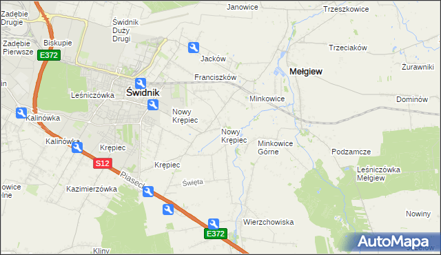 mapa Nowy Krępiec, Nowy Krępiec na mapie Targeo