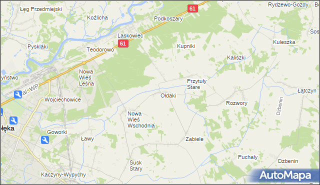 mapa Ołdaki gmina Rzekuń, Ołdaki gmina Rzekuń na mapie Targeo