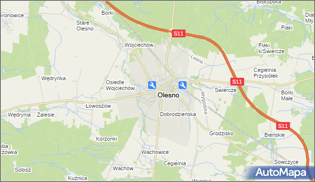 mapa Olesno, Olesno na mapie Targeo