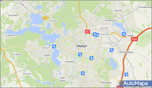 mapa Olsztyna, Olsztyn na mapie Targeo