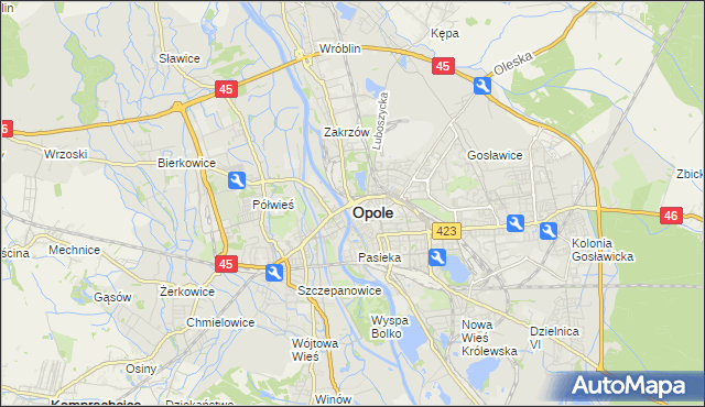 mapa Opola, Opole na mapie Targeo