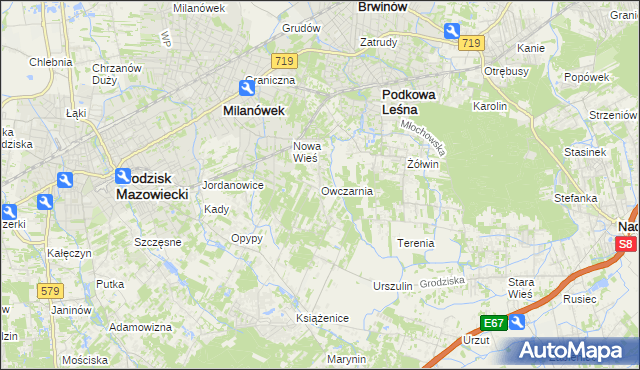 mapa Owczarnia gmina Brwinów, Owczarnia gmina Brwinów na mapie Targeo