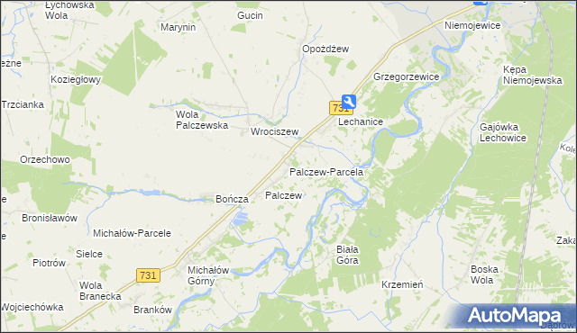mapa Palczew-Parcela, Palczew-Parcela na mapie Targeo