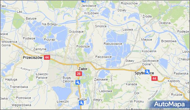 mapa Palczowice, Palczowice na mapie Targeo