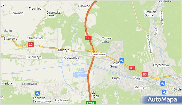 mapa Pawłówek gmina Sicienko, Pawłówek gmina Sicienko na mapie Targeo