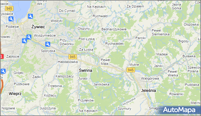 mapa Pewel Mała, Pewel Mała na mapie Targeo