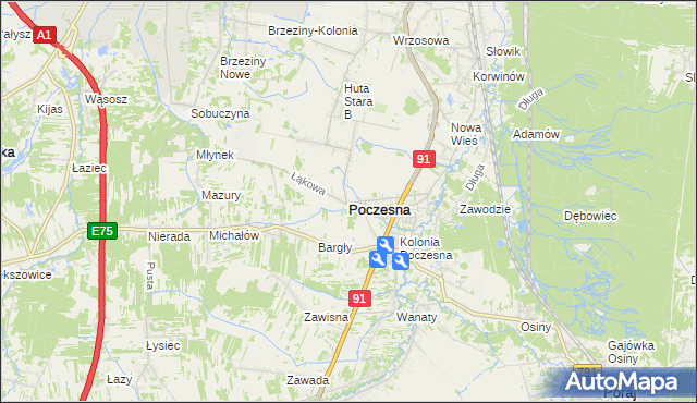 mapa Poczesna, Poczesna na mapie Targeo