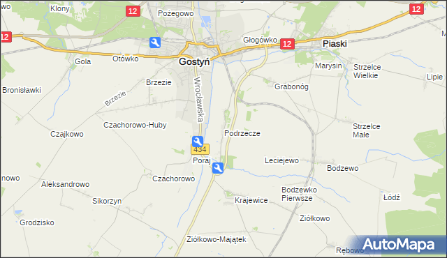 mapa Podrzecze gmina Piaski, Podrzecze gmina Piaski na mapie Targeo