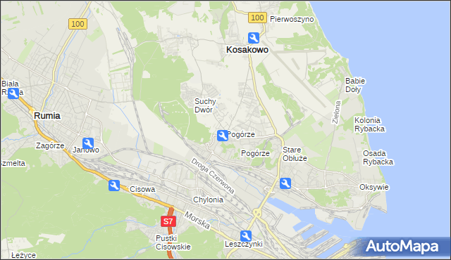 mapa Pogórze gmina Kosakowo, Pogórze gmina Kosakowo na mapie Targeo
