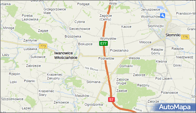 mapa Poskwitów, Poskwitów na mapie Targeo