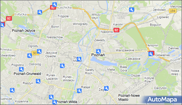 mapa Poznania, Poznań na mapie Targeo