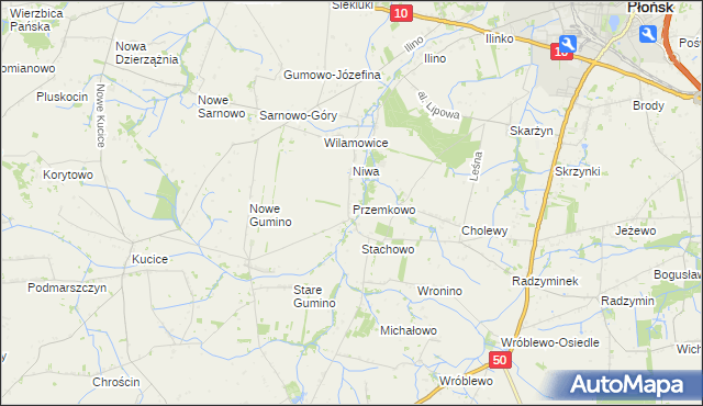 mapa Przemkowo gmina Dzierzążnia, Przemkowo gmina Dzierzążnia na mapie Targeo