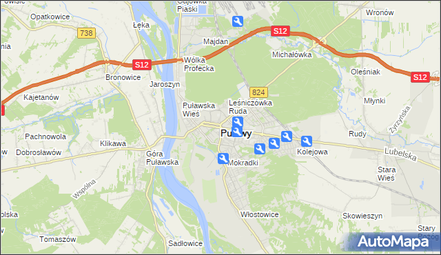 mapa Puław, Puławy na mapie Targeo