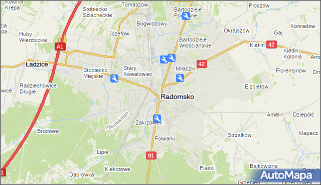 mapa Radomsko, Radomsko na mapie Targeo