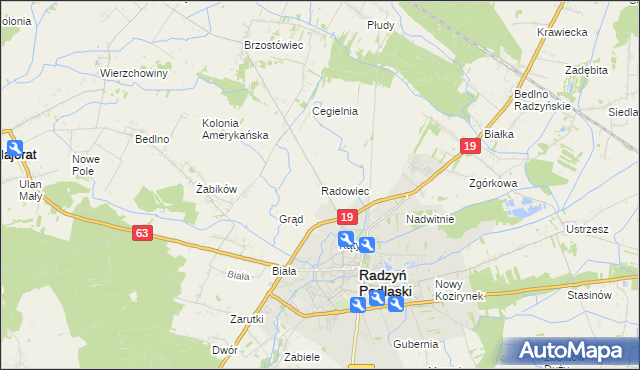 mapa Radowiec, Radowiec na mapie Targeo