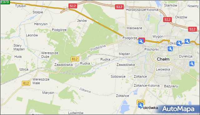 mapa Rudka gmina Chełm, Rudka gmina Chełm na mapie Targeo
