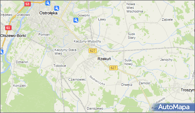 mapa Rzekuń, Rzekuń na mapie Targeo