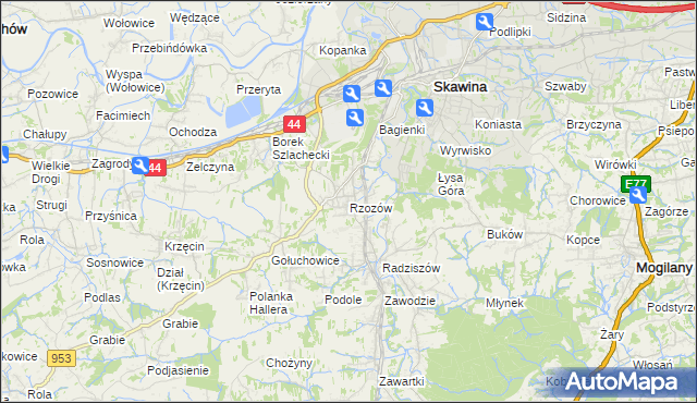 mapa Rzozów, Rzozów na mapie Targeo