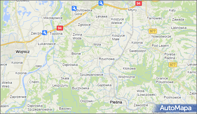 mapa Rzuchowa, Rzuchowa na mapie Targeo