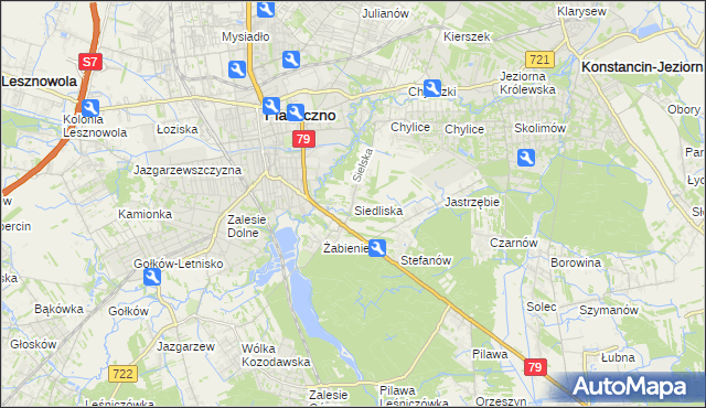 mapa Siedliska gmina Piaseczno, Siedliska gmina Piaseczno na mapie Targeo