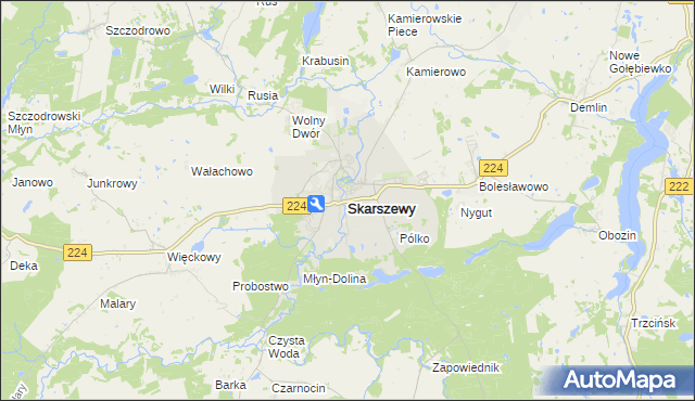 mapa Skarszewy powiat starogardzki, Skarszewy powiat starogardzki na mapie Targeo