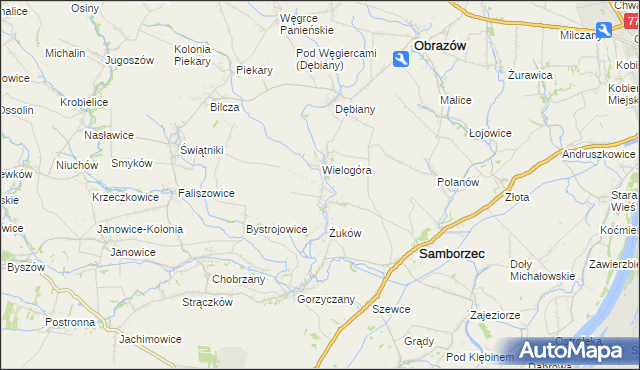 mapa Śmiechowice gmina Samborzec, Śmiechowice gmina Samborzec na mapie Targeo