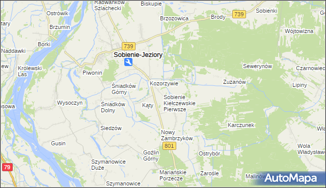 mapa Sobienie Kiełczewskie Pierwsze, Sobienie Kiełczewskie Pierwsze na mapie Targeo