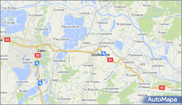 mapa Spytkowice powiat wadowicki, Spytkowice powiat wadowicki na mapie Targeo