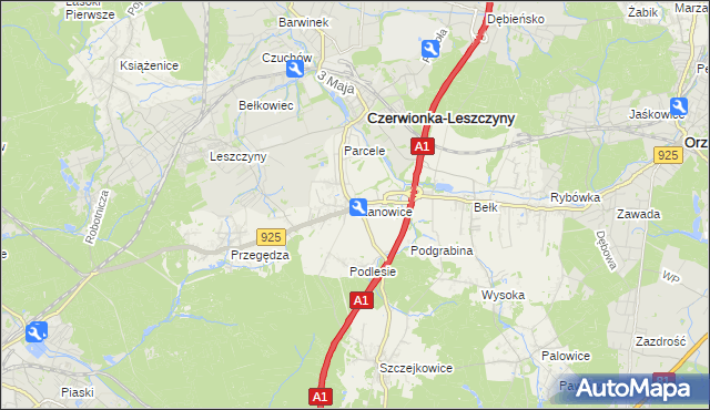 mapa Stanowice gmina Czerwionka-Leszczyny, Stanowice gmina Czerwionka-Leszczyny na mapie Targeo
