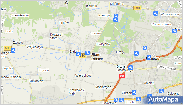 mapa Stare Babice, Stare Babice na mapie Targeo