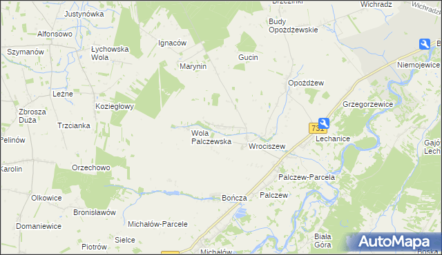 mapa Stare Biskupice gmina Warka, Stare Biskupice gmina Warka na mapie Targeo