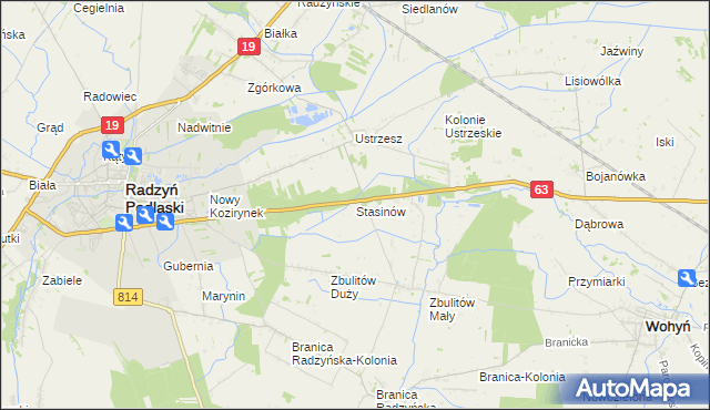 mapa Stasinów gmina Radzyń Podlaski, Stasinów gmina Radzyń Podlaski na mapie Targeo