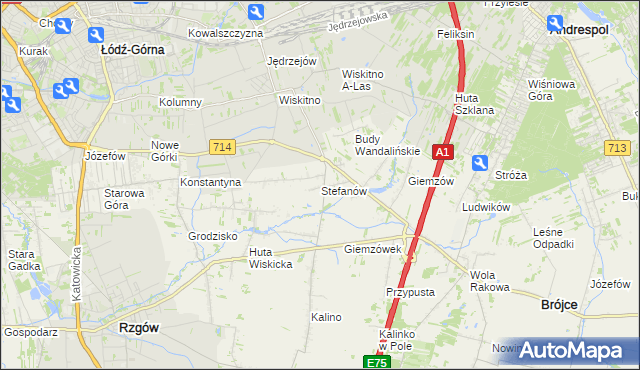 mapa Stefanów gmina Brójce, Stefanów gmina Brójce na mapie Targeo