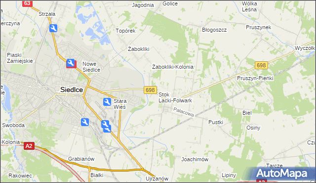 mapa Stok Lacki-Folwark, Stok Lacki-Folwark na mapie Targeo
