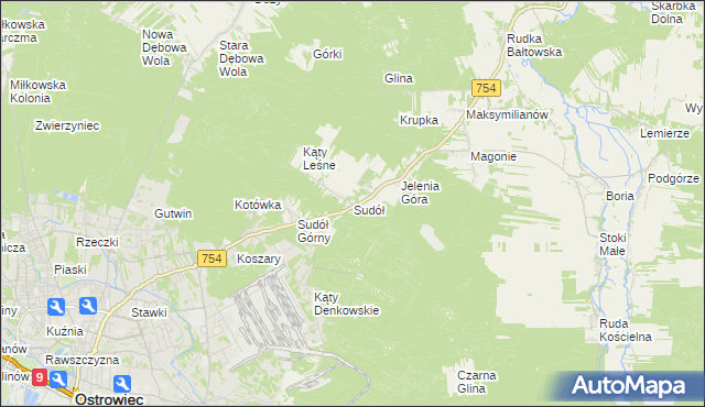 mapa Sudół gmina Bodzechów, Sudół gmina Bodzechów na mapie Targeo