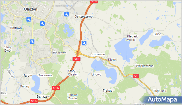 mapa Szczęsne gmina Purda, Szczęsne gmina Purda na mapie Targeo