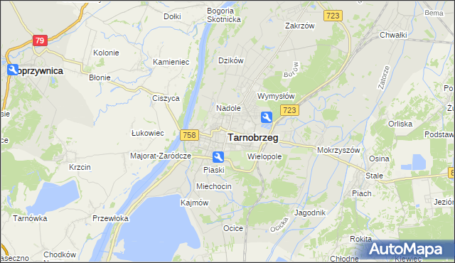 mapa Tarnobrzegu, Tarnobrzeg na mapie Targeo