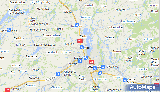 mapa Tomice powiat wadowicki, Tomice powiat wadowicki na mapie Targeo