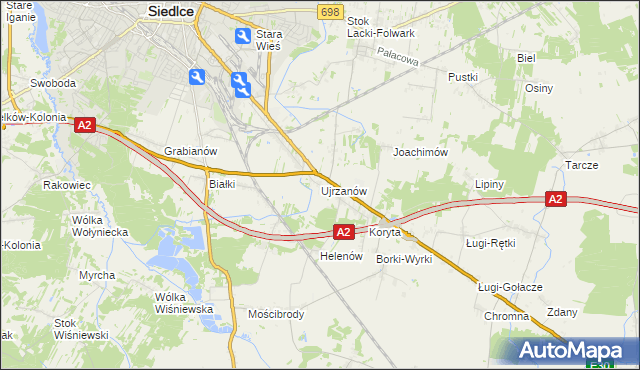 mapa Ujrzanów, Ujrzanów na mapie Targeo