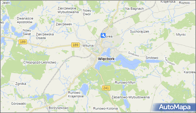mapa Więcbork, Więcbork na mapie Targeo