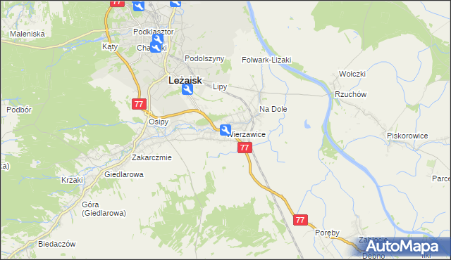 mapa Wierzawice, Wierzawice na mapie Targeo