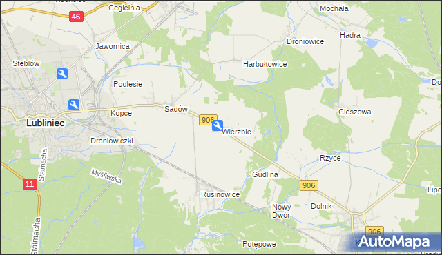 mapa Wierzbie gmina Koszęcin, Wierzbie gmina Koszęcin na mapie Targeo