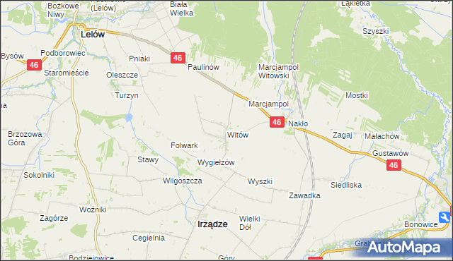 mapa Witów gmina Irządze, Witów gmina Irządze na mapie Targeo