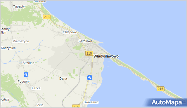 mapa Władysławowo powiat pucki, Władysławowo powiat pucki na mapie Targeo
