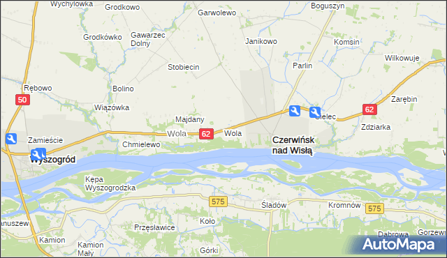 mapa Wola gmina Czerwińsk nad Wisłą, Wola gmina Czerwińsk nad Wisłą na mapie Targeo