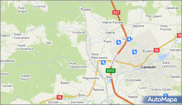 mapa Wola Rębkowska, Wola Rębkowska na mapie Targeo