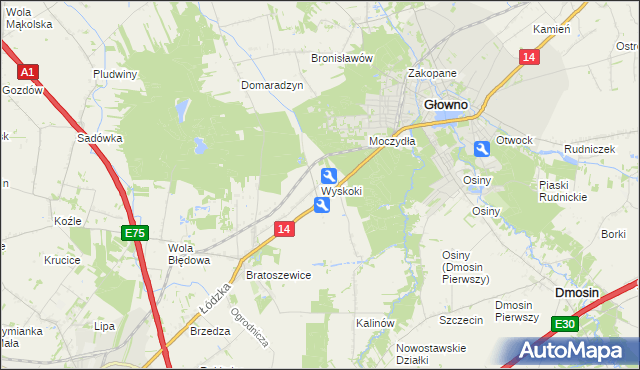 mapa Wyskoki, Wyskoki na mapie Targeo