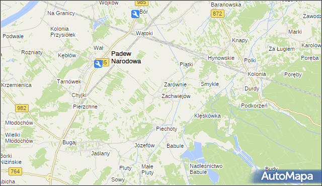 mapa Zachwiejów, Zachwiejów na mapie Targeo