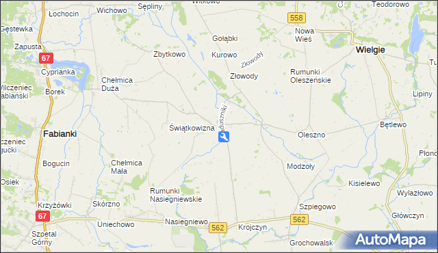 mapa Zaduszniki gmina Wielgie, Zaduszniki gmina Wielgie na mapie Targeo